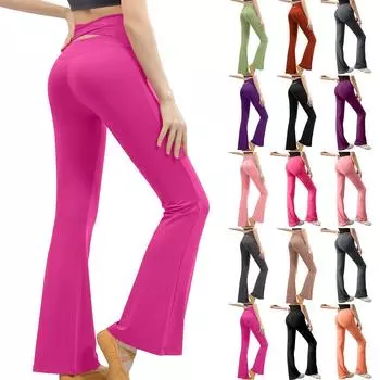 Брюки для йоги для женщин с высокой талией, повседневные однотонные брюки для фитнеса с микро-динамиком, подтягивающие бедра XL имбирный