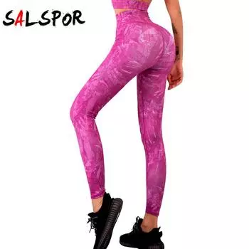 Брюки для йоги и фитнеса. Леггинсы с высокой талией и принтом. Быстросохнущие эластичные колготки.