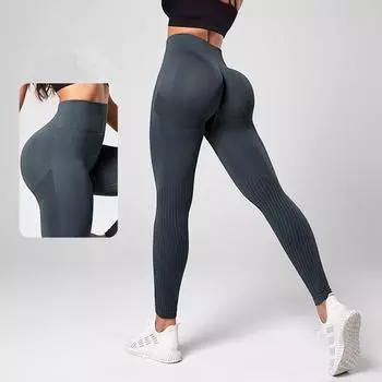 Брюки для йоги, леггинсы для спортзала с высокой талией, спортивные женские бесшовные леггинсы для фитнеса, женские леггинсы с контролем живота, тренировочные колготки для бега S серый