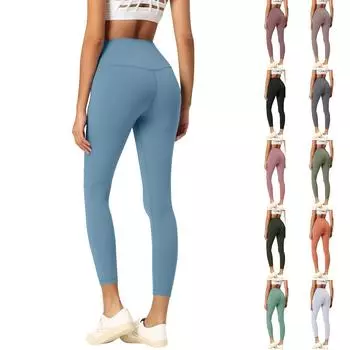 Брюки для йоги с девятью точками, брюки для фитнеса с персиковой посадкой T-Less, быстросохнущие спортивные брюки - красивые XL темно-зеленого