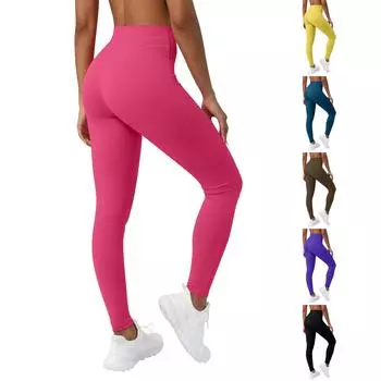 Брюки для йоги с девятью точками, брюки для фитнеса с персиковой посадкой T-Less, быстросохнущие спортивные брюки - красивые L армия зеленый