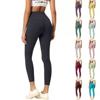 Брюки для йоги с девятью точками, брюки для фитнеса с персиковой посадкой T-Less, быстросохнущие спортивные брюки - красивые XS винный