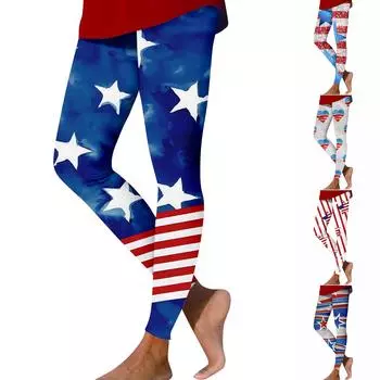 Брюки для йоги с высокой талией для женщин и девочек, эластичные леггинсы с цветным принтом для тренировок, колготки L синий