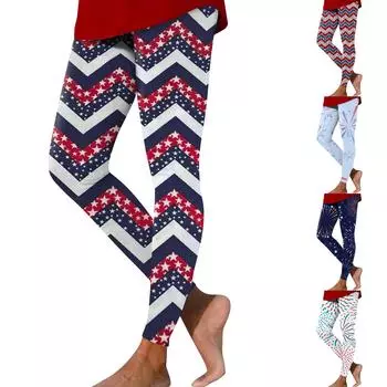 Брюки для йоги с высокой талией для женщин и девочек, эластичные леггинсы с цветным принтом для тренировок, колготки L темно-синий