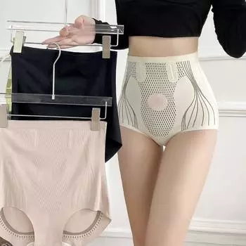 Брюки для коррекции живота и ягодиц с высокой талией для женщин, корректирующее форму живота, нижнее белье персикового цвета, бесшовные жидкие брюки для коррекции живота для женщин L чёрный