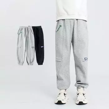 Брюки для мальчиков, детские брюки, детские спортивные брюки, весна и осень 120cm чёрный