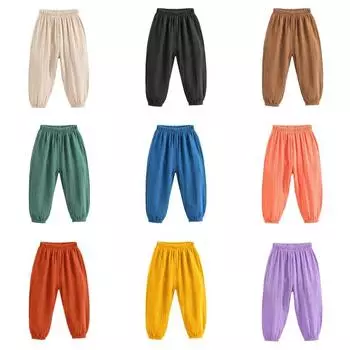 Брюки для мальчиков и девочек 1-7 лет, однотонные свободные эластичные брюки, шаровары 100