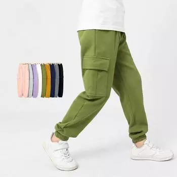 Брюки для мальчиков и девочек Детские спортивные брюки Весна и осень 120cm чёрный