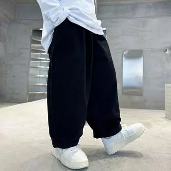 Брюки для мальчиков, повседневные рабочие брюки, весенне-осенняя детская мода для больших мальчиков, свободные брюки, модные брюки до щиколотки 120 чёрный