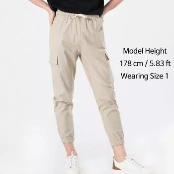 Брюки для мужчин с поясом на талии Cargo Style Jogger Pants Korea fashion 1 тёмно-синий