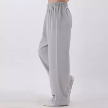 Брюки для тайцзи, мужские летние шаровары, женские свободные брюки для тайцзи, льняные дышащие брюки для занятий боевыми искусствами, брюки из хлопка и льна XXXL белый