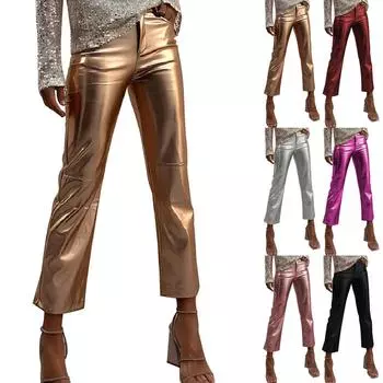 Брюки для женщин, нарядные, повседневные, с высокой талией, укороченные, модные летние брюки с карманами L чёрный