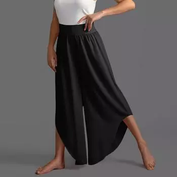 Брюки для женщин, повседневные летние брюки с эластичной резинкой на талии и карманами L чёрный