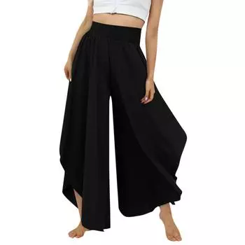 Брюки для женщин, повседневные летние брюки с эластичной резинкой на талии и карманами XXXL чёрный