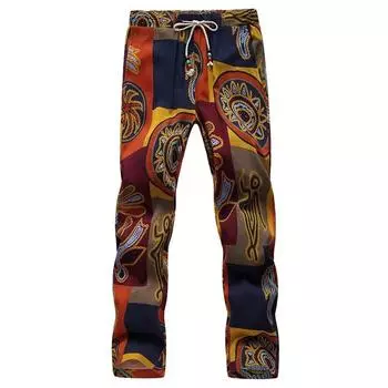 Брюки до щиколотки, мужские модные красочные свободные брюки, мужские легкие брюки-шаровары в стиле хип-хоп с цветочным принтом, High Street 3XL как