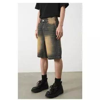 Брюки Джинсовые шорты Мужские летние брюки-пятиминутки Свободные универсальные повседневные брюки Прямые свободные джинсы для мужчин Модные и удобные брюки S