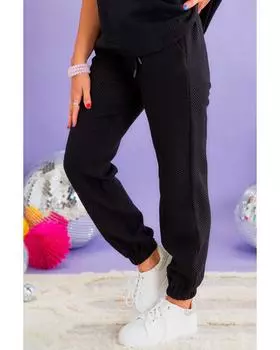 Брюки-джоггеры Azura Exchange черного цвета больших размеров с текстурой и завязками на талии 1X чёрный