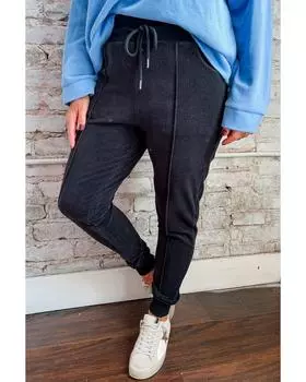 Брюки-джоггеры Azura Exchange черного цвета большого размера с текстурированным открытым швом и завязками на шнурке 1X чёрный