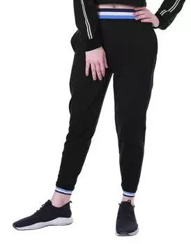 Брюки-джоггеры Moomaya Strip с эластичной резинкой на талии и карманом для активного йога-бега 2XL чёрный