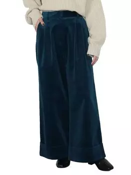 Брюки Fine Coal Tuck Wide Pants BLUE M [Beams Heart] (С-М) Женский синий