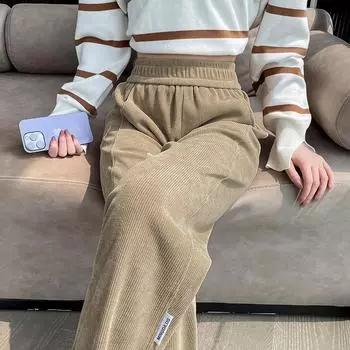 Брюки Харлан женские весна, осень и зима новые узкие прямые термальные повседневные брюки женские M