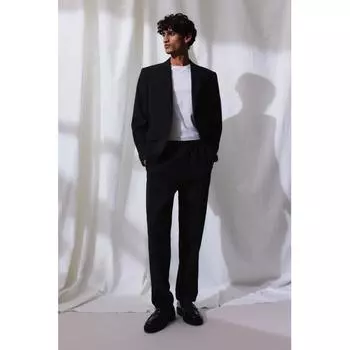 Брюки HM Regular Fit из льняной смеси черного цвета XS