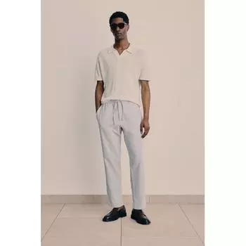 Брюки HM Regular Fit из смесового льна, фиолетовые