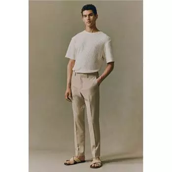 Брюки HM slim Fit бежевого цвета 42
