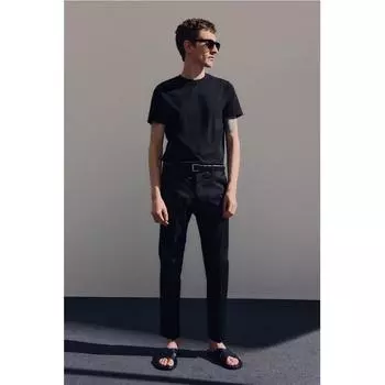 Брюки HM slim fit из хлопка черного цвета 28