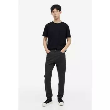 Брюки HM slim Fit из хлопкового твила темно-серого цвета 1074402003 2830