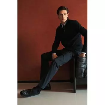 Брюки HM slim fit темно-синие 44