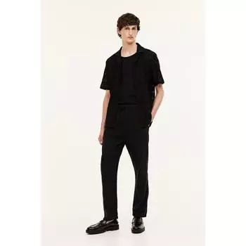 Брюки HM Regular Fit из льняной смеси черного цвета 1129534006 XSEUR XSS