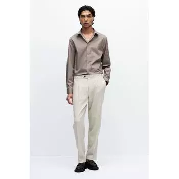 Брюки HM Suit Regular Fit светло-бежевого цвета 42