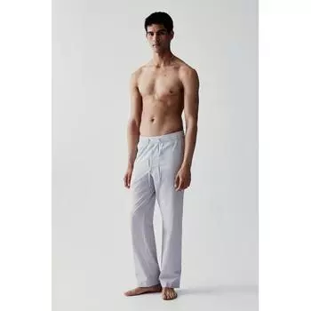 Брюки HM свободного кроя из поплина, белые, в клетку XS