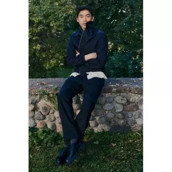 Брюки HM свободного кроя из твила темно-синего цвета XS