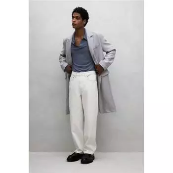 Брюки HM свободного кроя с пятью карманами из твила бежевого цвета 30/30