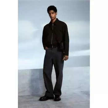 Брюки HM свободного кроя с пятью карманами из твила, темно-серые, деним 31/30