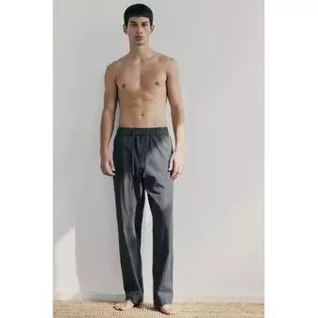 Брюки HM Свободного Покроя из Поплина, Черная Клеточка XS