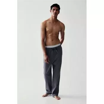 Брюки HM Свободного Покроя из Поплина Темно-Серая Клеточка L