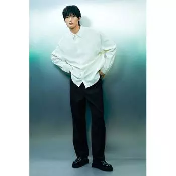 Брюки HM Waffle Texture свободного кроя темно-синего цвета XS