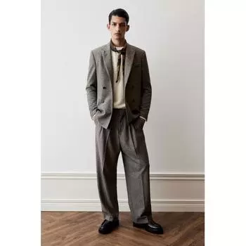 Брюки HM Wool Blend свободного кроя темно-серые 52