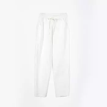 Брюки из чистого хлопка с девятью точками, весна-лето, тонкие прямые свободные повседневные брюки, женские однотонные шаровары S белый