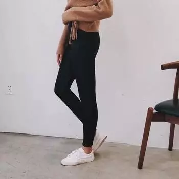 Брюки из искусственной кожи большого размера, модные теплые штаны, утолщенные бархатные женские зимние леггинсы, тонкие XL чёрный