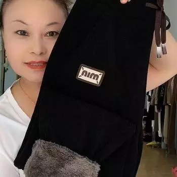 Брюки из искусственной овечьей шерсти, женские зимние, новые, с высокой талией, универсальные, утолщенные, теплые и тонкие, универсальные, повседневные брюки-редиски S чёрный