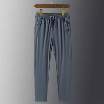 Брюки из ледяного шелка, мужские летние тонкие прямые сухие спортивные повседневные брюки L