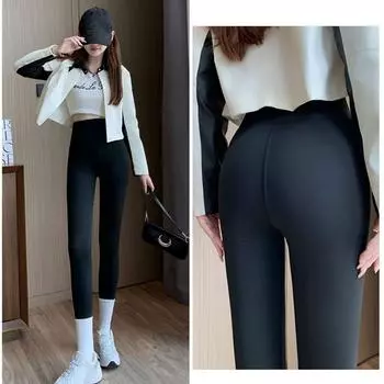 Брюки из очень толстого бархата 500 г плюс, леггинсы из кашемира северо-восточной ягненка, верхняя одежда, женские осенне-зимние теплые брюки, устойчивые к холоду M size [40kg-50kg]