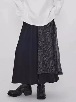 Брюки из сетчатой жаккардовой ткани в стиле пэчворк XITAO GMM1211 One Size чёрный