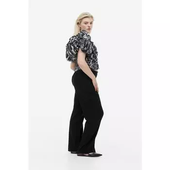 Брюки из смесового льна H&M черные 1150346005