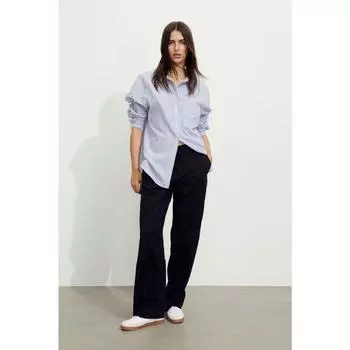 Брюки из смесового льна HM черные 1178555002 32EUR 32P