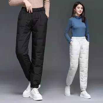 Брюки из ватного пуха, женская верхняя одежда, легкие, модные, зимние, с высокой талией, утягивающие, утолщенные, теплые S